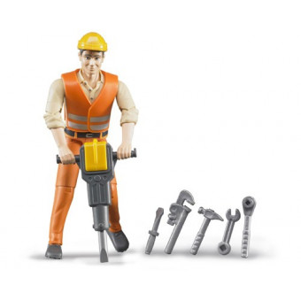 Figurine ouvrier avec accessoires de chantier