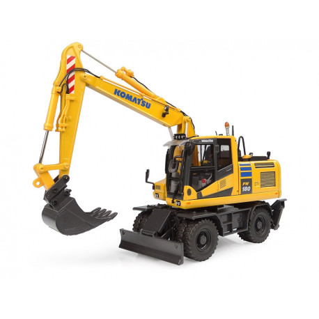 Pelle Komatsu PW180-11 sur pneus avec godet et marteau piqueur - UH 8163