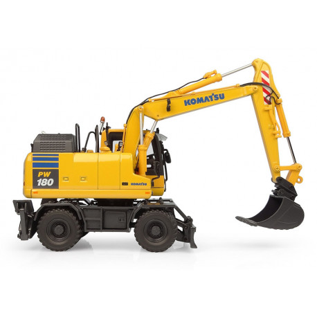 Pelle Komatsu PW180-11 sur pneus avec godet et marteau piqueur - UH 8163