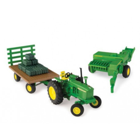 Set John Deere 4020 + presse + chariot - ERTL 46667