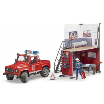 Caserne de pompiers avec land Rover - Bruder