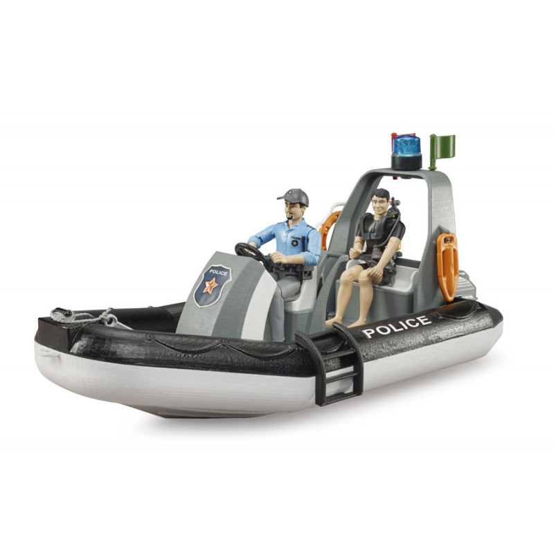 Bateau de police avec policier, plongeur et accessoires - bruder