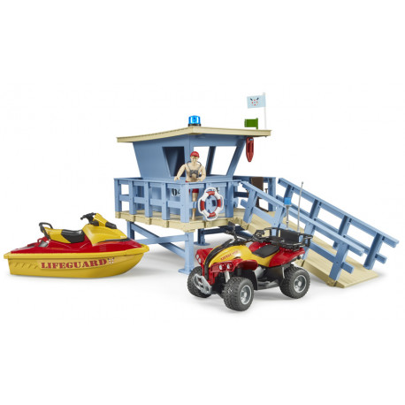 Poste de secours bworld avec quad et scooter des mers - Bruder - 62780