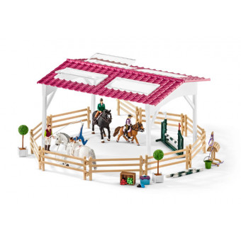 Ecole d'équitation avec cavalière et chevaux - Schleich 42389