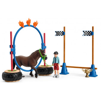 Schleich - 42389 - Kit - École d'Équitation avec Cavalière/Chevaux