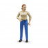 Figurine femme rousse avec pantalon bleu