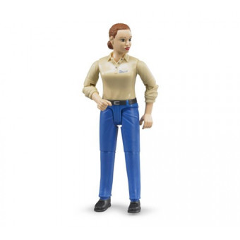 Figurine femme rousse avec pantalon bleu