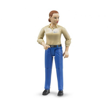 Figurine femme rousse avec pantalon bleu