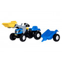 Tracteur à pédales Rollykid NH avec pelleteuse et remorque - Rollytoys 023929