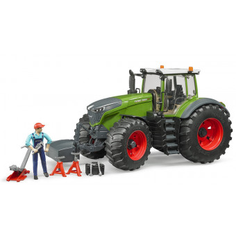 Tracteur mf avec chargeur et rem. à bois - bruder 02046 BRU02046