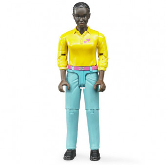 Figurine femme noire avec pantalon turquoise - Bruder 60404