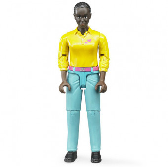 Figurine homme blond avec pantalon bleu et chaussures Bruder