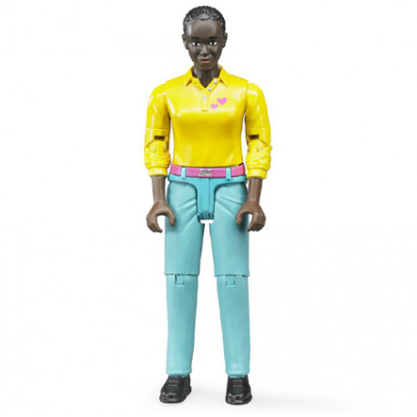 Figurine femme noire avec pantalon turquoise - Bruder 60404