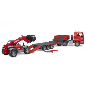 Camion porte-engins MAN TGA avec télescopique MANITOU - Bruder 02774