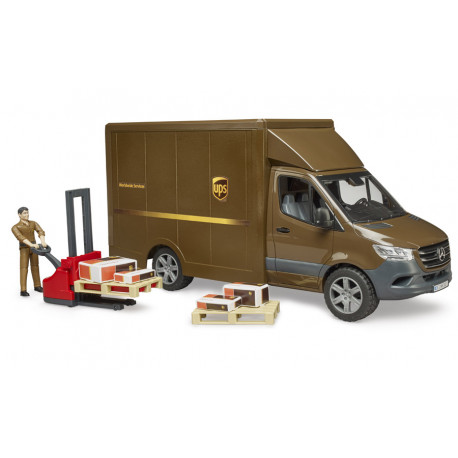 Camion UPS MB Sprinter avec conducteur et accessoires - Bruder 02678