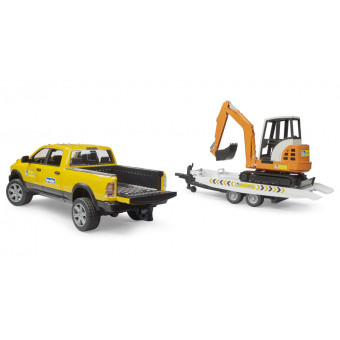 Pick-up RAM Rental Service avec mini-pelle - Bruder 02546
