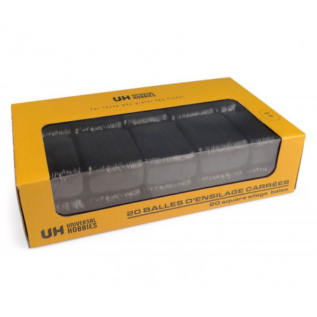 Boîte de 20 balles d'ensilage carrées noires - Universal Hobbies UH6882