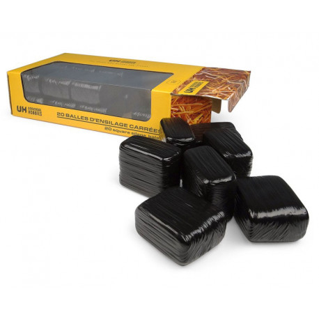 Boîte de 20 balles d'ensilage carrées noires - Universal Hobbies UH6882 Boîte de 20 balles d'ensilage carrées noires - Universal Hobbies UH6882
