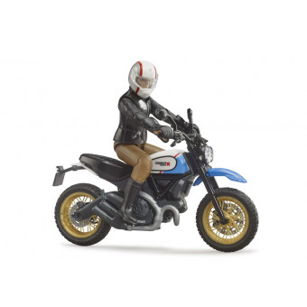 Moto Scrambler Ducati Desert Sled avec motard - Bruder