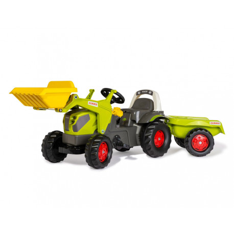 Tracteur à pédales Rollykid Claas Axos 240 avec pelle et remorque - Rollytoys 025169