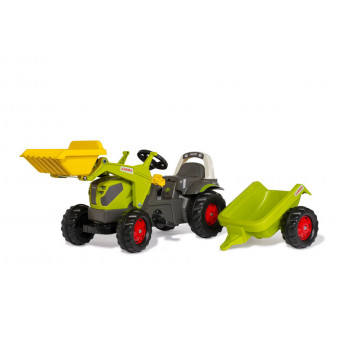 Tracteur à pédales Rollykid Claas Axos 240 avec pelle et remorque - Rollytoys 025169