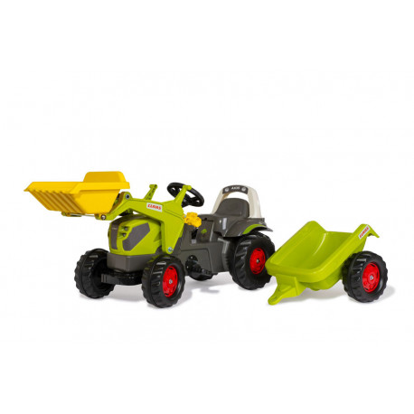 Tracteur à pédales Rollykid Claas Axos 240 avec pelle et remorque - Rollytoys 025169