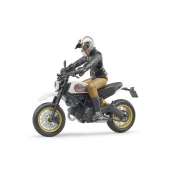 Moto Scrambler Ducati Desert Sled avec motard - Bruder