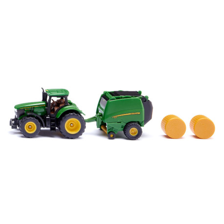 Tracteur JD 6215R avec presse JD 990 - Siku 1665