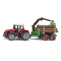 Tracteur Massey Ferguson avec remorque forestière - Siku 1134
