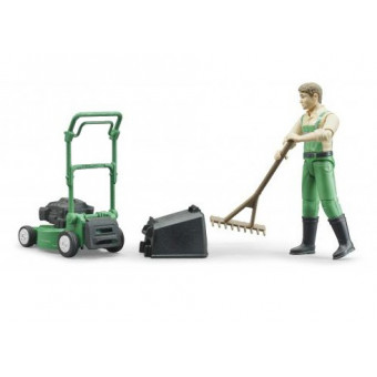 Coffret jardinier avec tondeuse à gazon - Bruder