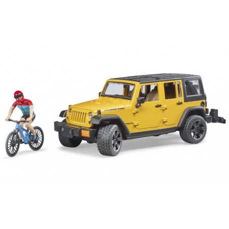 Jeep Wrangler avec vélo tout-terrain et cycliste - Bruder