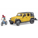 Jeep Wrangler avec vélo tout-terrain et cycliste - Bruder 02543