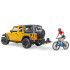 Jeep Wrangler avec vélo tout-terrain et cycliste - Bruder