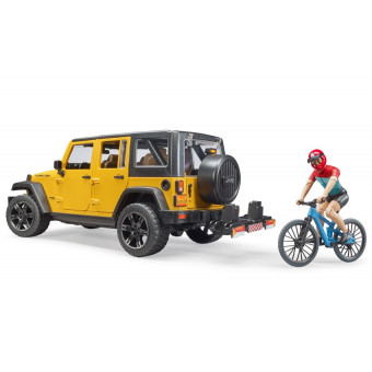 Jeep Wrangler avec vélo tout-terrain et cycliste - Bruder