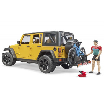 Jeep Wrangler avec vélo tout-terrain et cycliste - Bruder