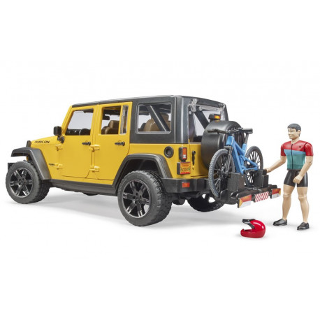 Jeep Wrangler avec vélo tout-terrain et cycliste - Bruder