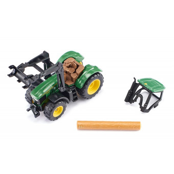 Tracteur John Deere avec pince à bois - Siku