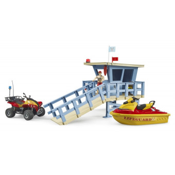 Poste de secours bworld avec quad et scooter des mers - Bruder - 62780