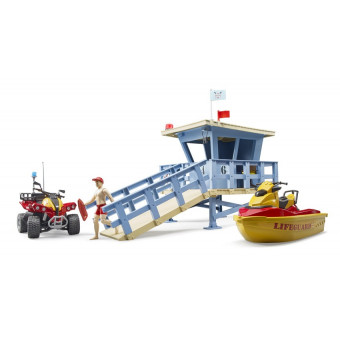 Poste de secours bworld avec quad et scooter des mers - Bruder - 62780