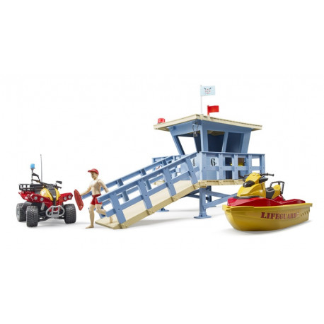 Poste de secours bworld avec quad et scooter des mers - Bruder - 62780