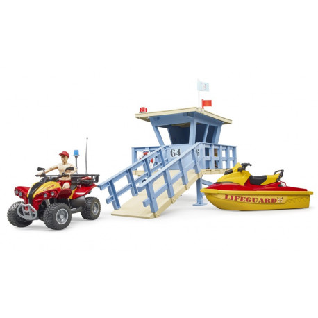 Poste de secours bworld avec quad et scooter des mers - Bruder - 62780