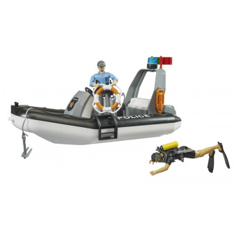 Bateau de police avec policier, plongeur et accessoires - Bruder 62733
