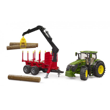 Tracteur John Deere 7R 350 avec remorque forestière - Bruder 03154
