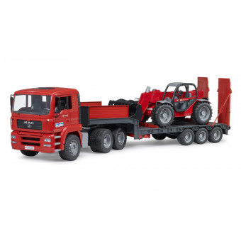 Camion porte-engins man tga avec télescopique manitou - bruder