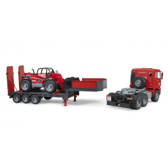 Camion porte-engins MAN TGA avec télescopique MANITOU - Bruder 02774
