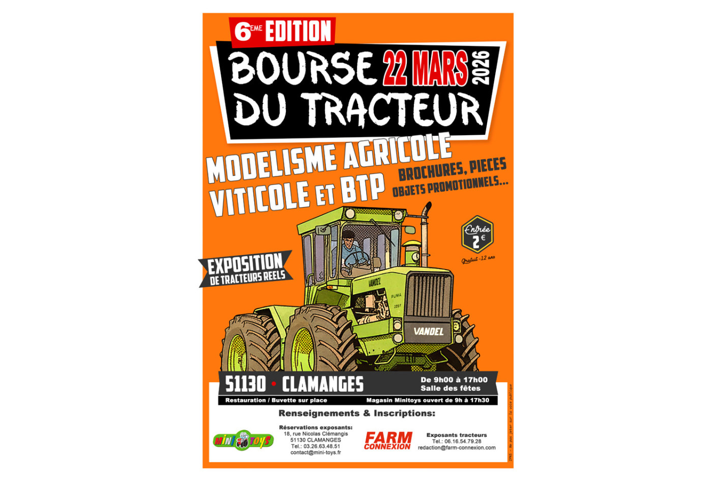 6ème BOURSE DU TRACTEUR à Clamanges (51) : dimanche 22 mars 2026