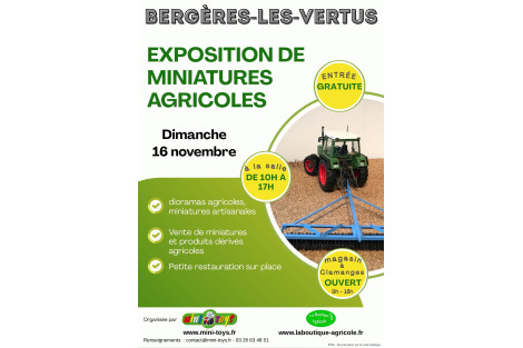 34ème EXPOSITION de miniatures agricoles à BERGERES-LES-VERTUS (51) : dimanche 16 NOVEMBRE 2025